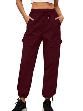 Burgundy Cargo Joggers sz SMALL
